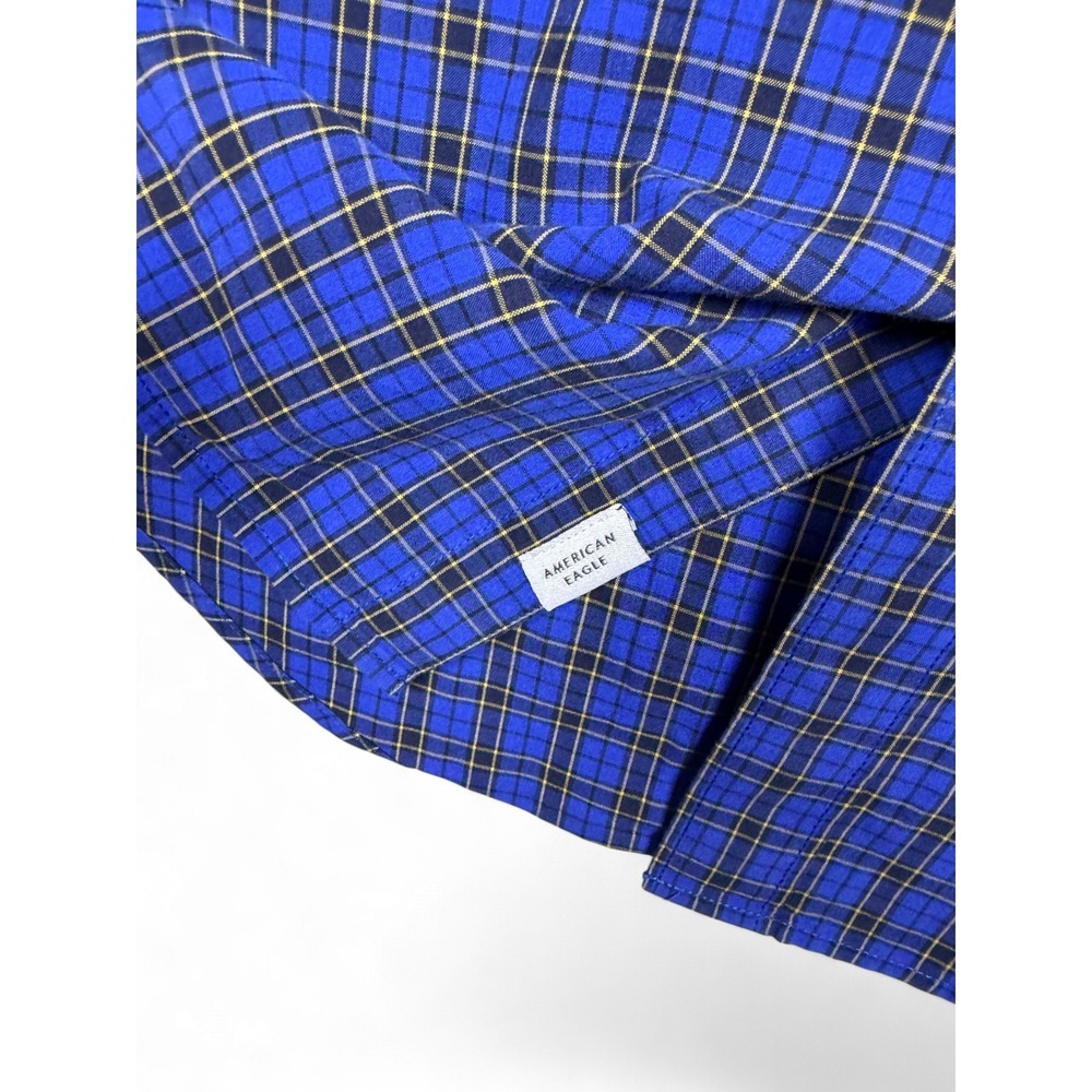 American Eagle Mens Classic Fit Plaid Button Down Shirt Blue Yellow Small - Picture 4 of 5